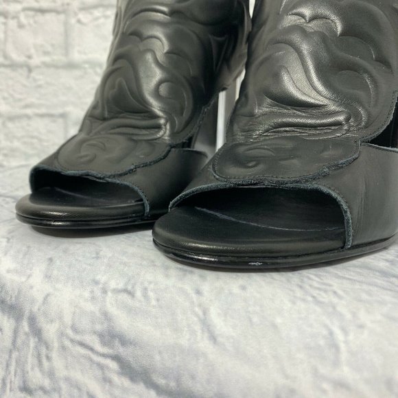 Miista Black Leather Rose Clear Black Block Heel - Picture 6 of 10